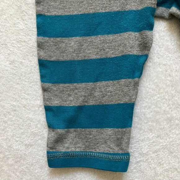 Baby GAP Romper 6-12M | Teal & Grey Striped Cotton Short Sleeve Zip-Up GUC - Picture 11 of 16